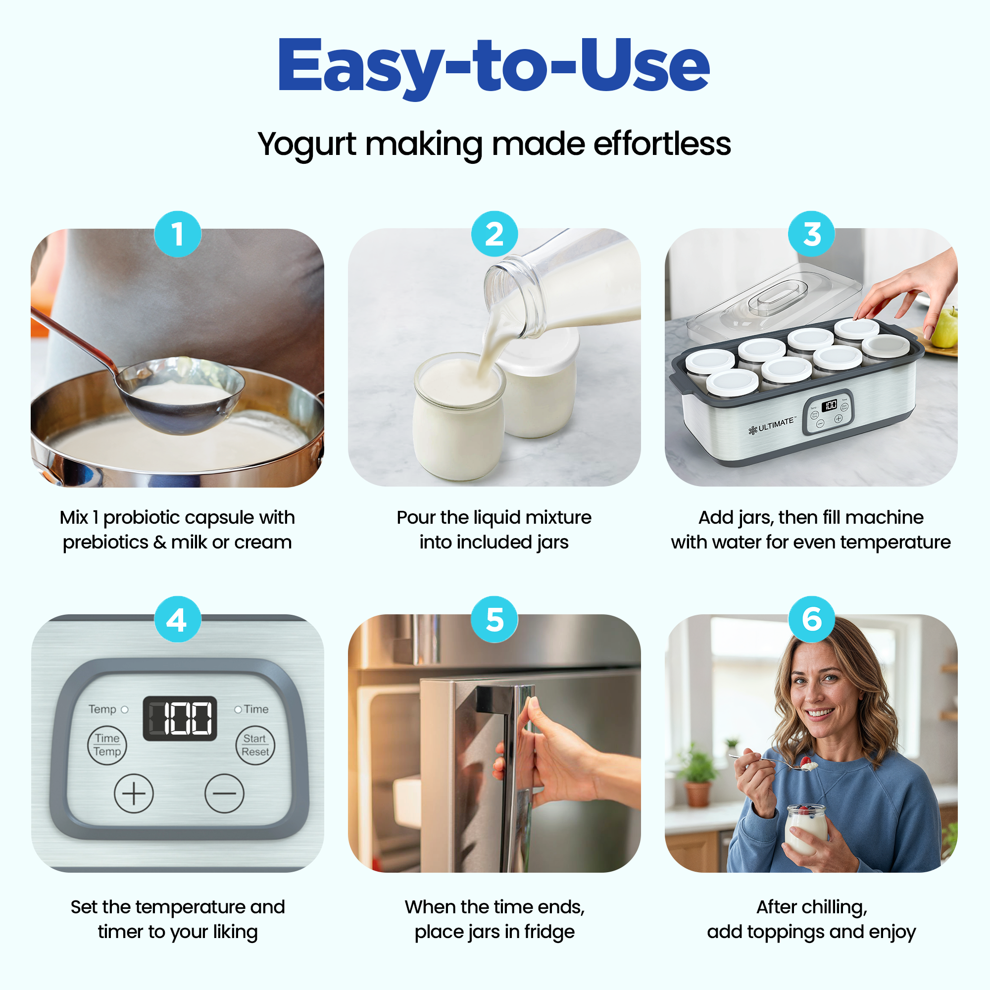 Ultimate Probiotic Yogurt Maker | Buy Now & Get 16 FREE 6 oz BPA-Free Glass Jars + 2 FREE Packs of Oats + 1 FREE Honey