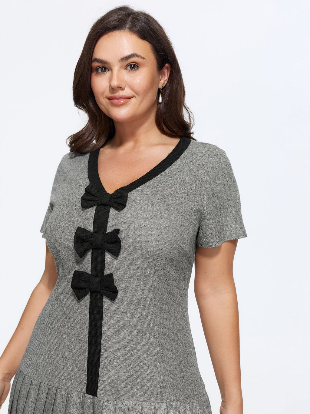 Color Contrast Bow-Front Mini Dress