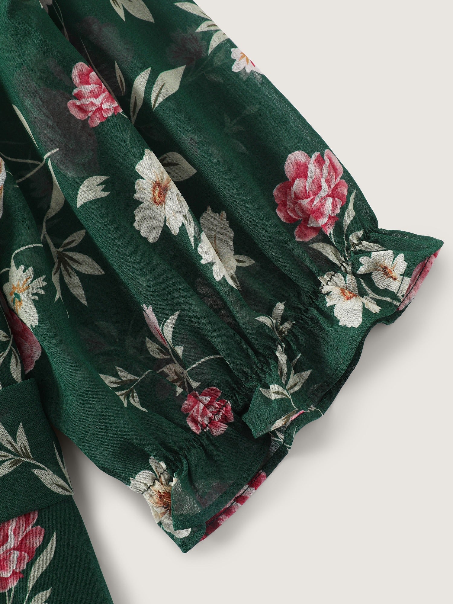 Floral Print Stretchy Waist Drawstring Jumpsuit
