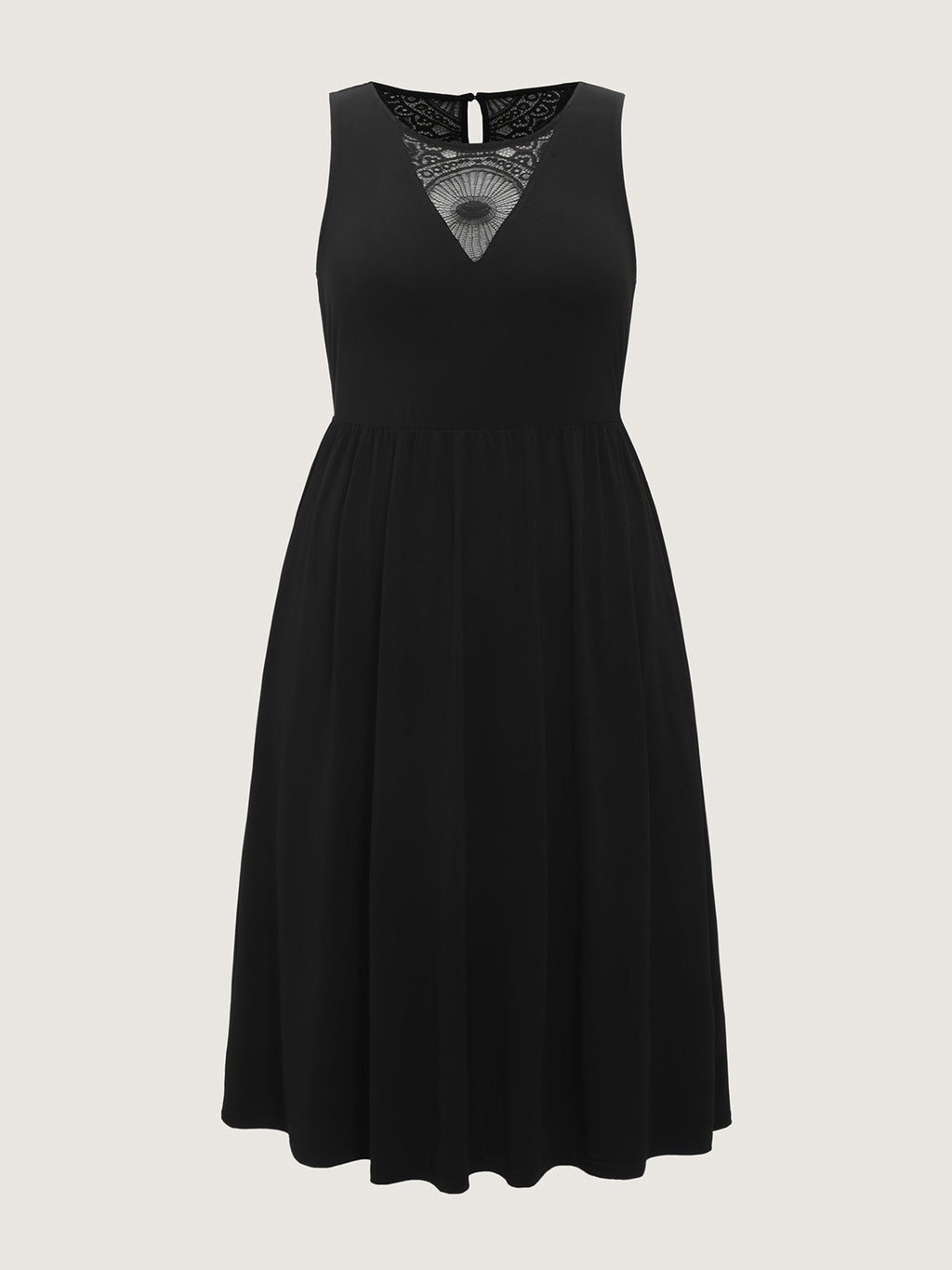 Stretchy Lace Cut-Out Pockets Midi Dress