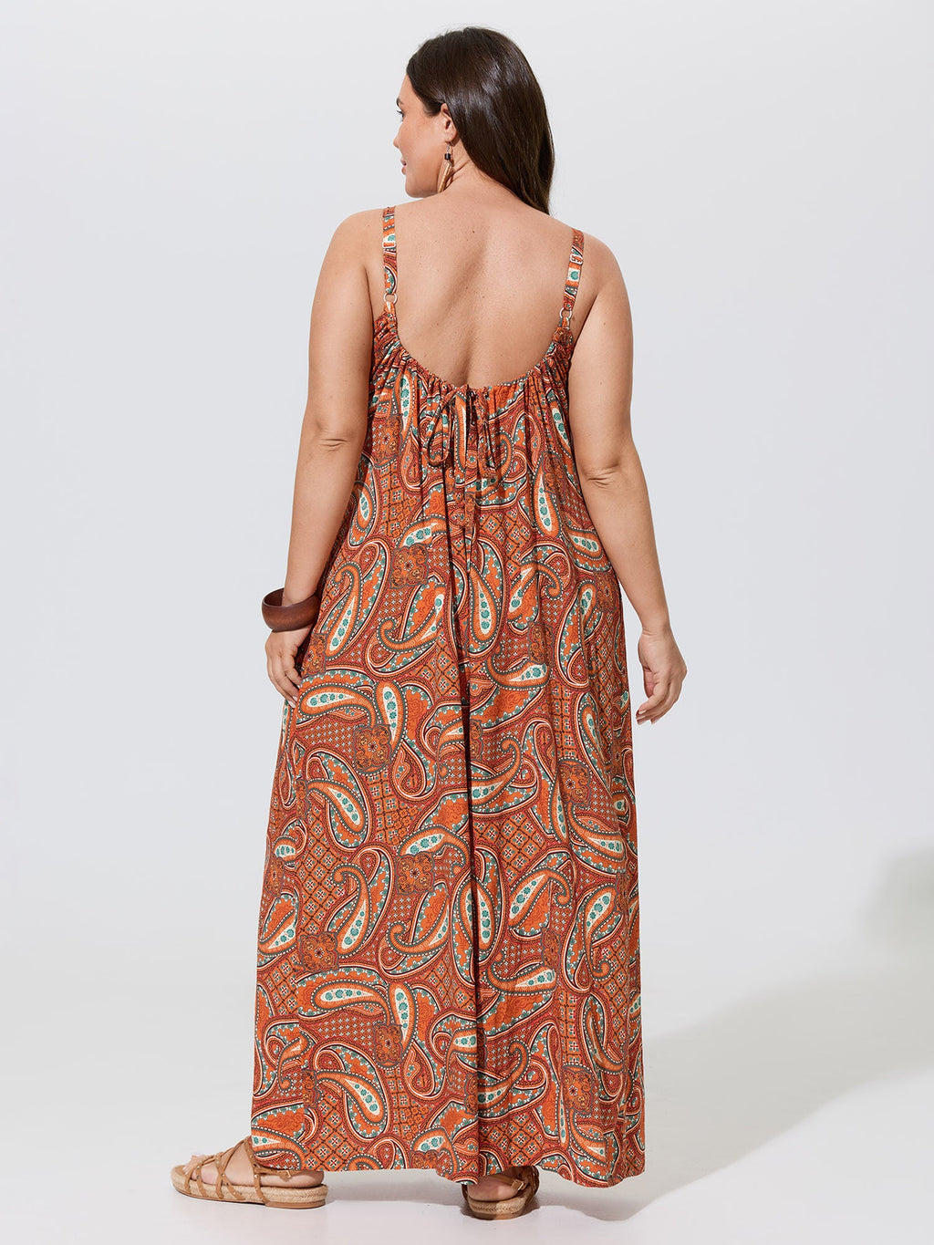 Paisley Print Backless Sleeveless Jumpsuit