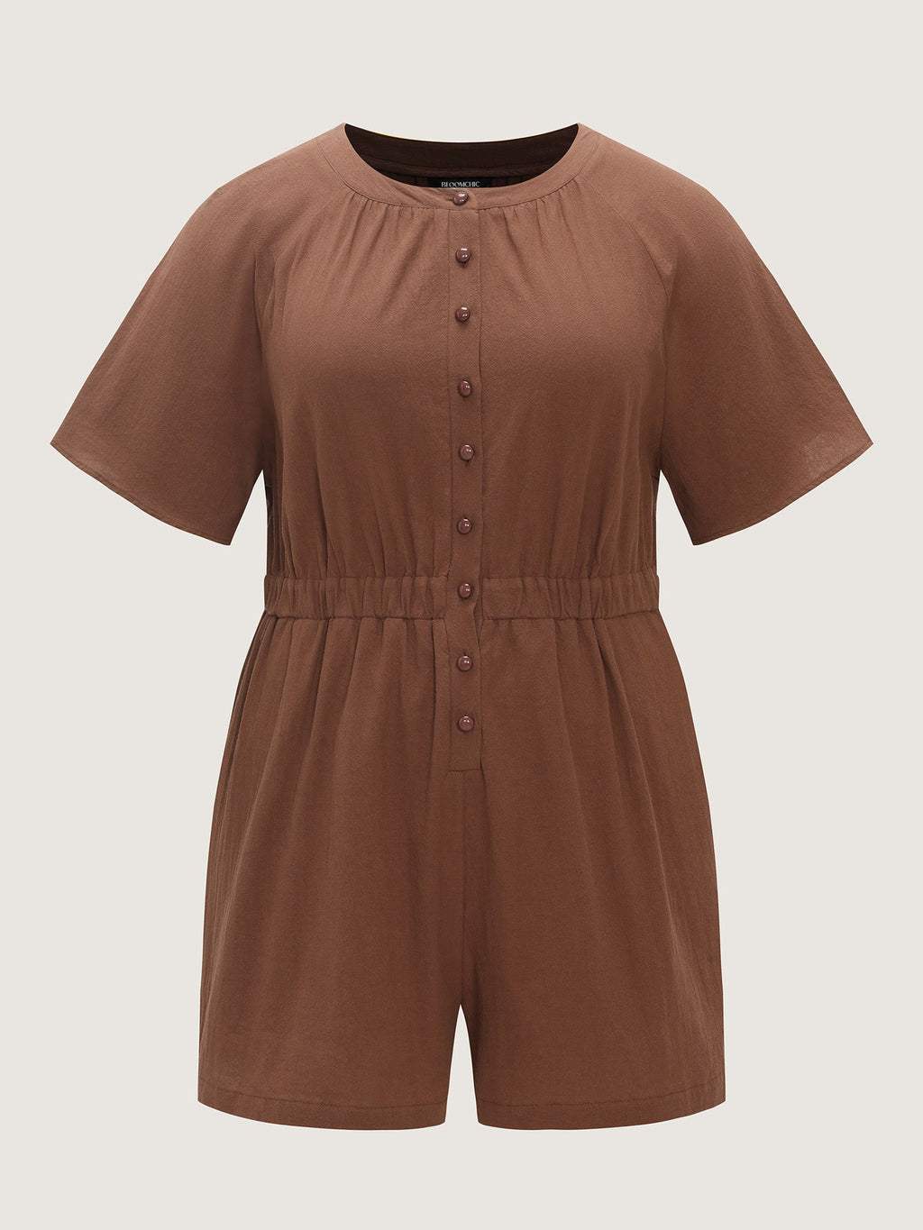 Cotton Split Neckline Pockets Romper