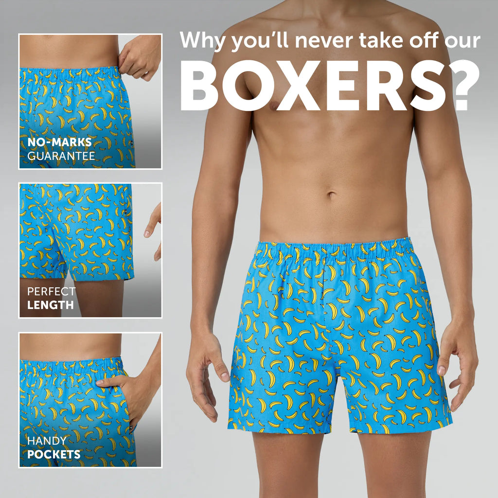 Remix Cotton Boxers Banana Blue