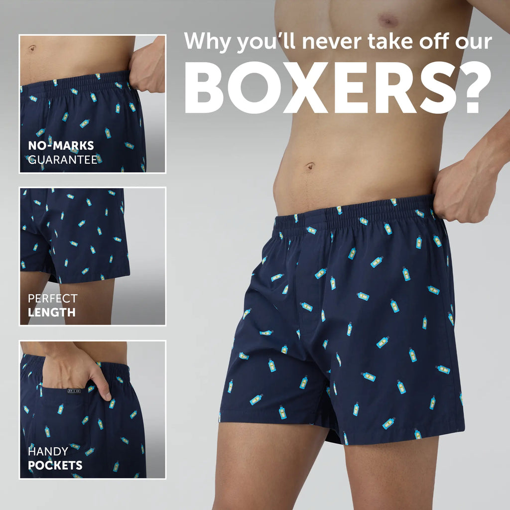 Splash Cotton Boxers - Gin Blue