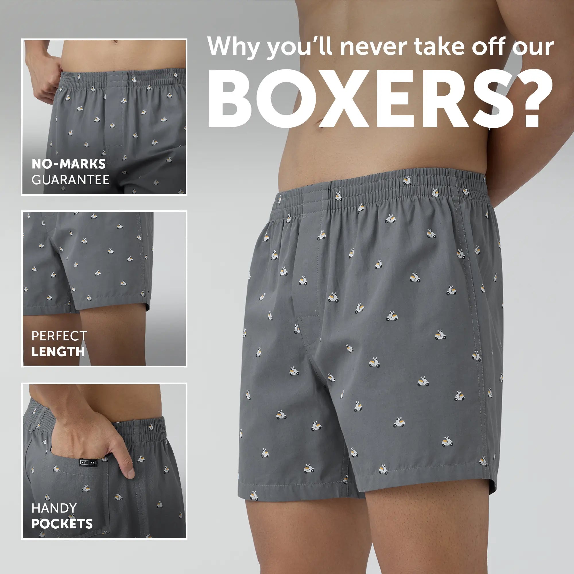 Splash Cotton Boxers - Vespa Grey