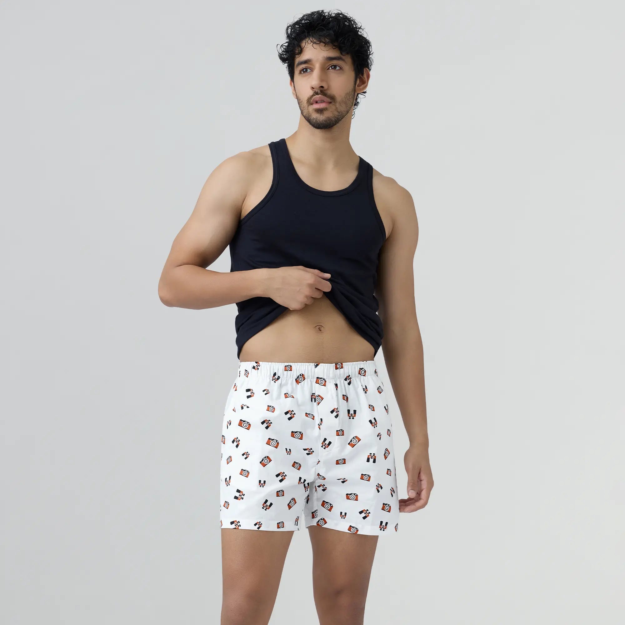 Remix Cotton Boxers Camera White