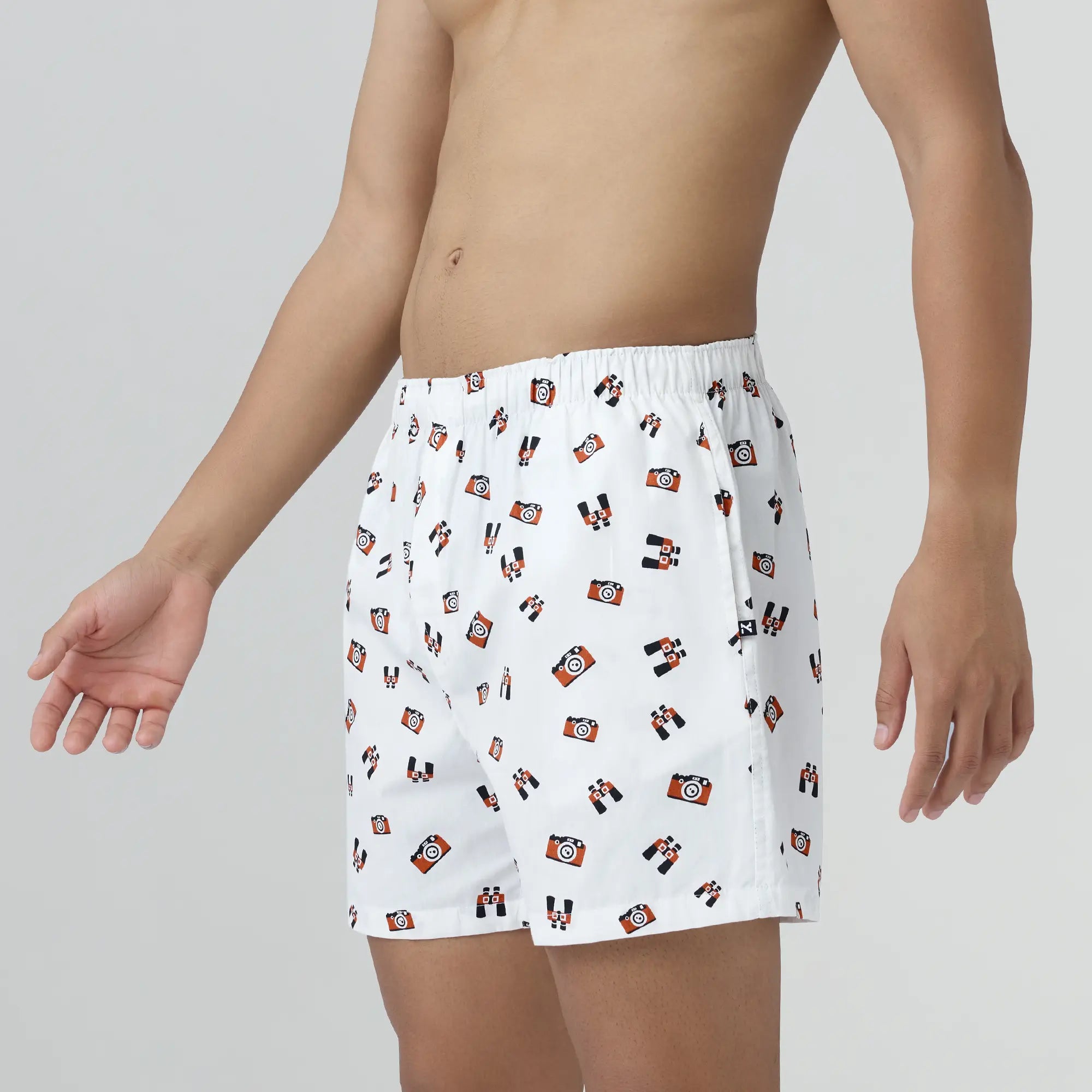Remix Cotton Boxers Camera White