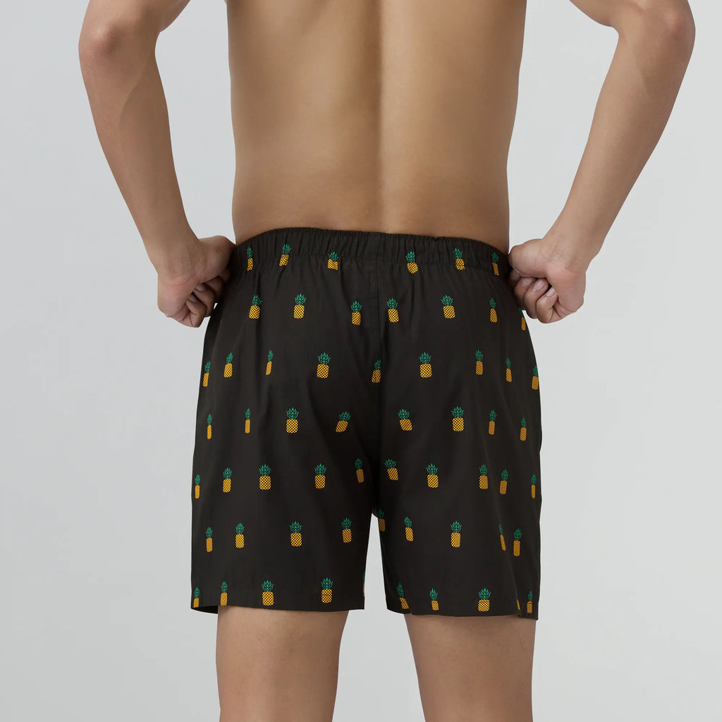 Remix Cotton Boxers Pineapple Black