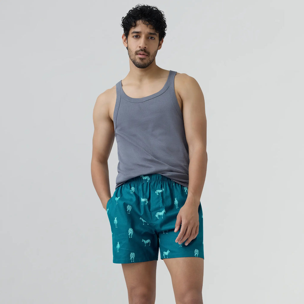 Remix Cotton Boxers Zebra Blue